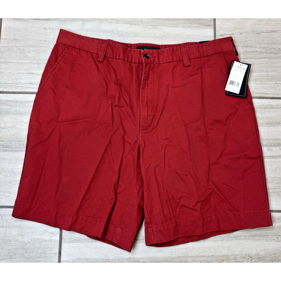 US Polo Assn Men’s Red Flat Front Chino Shorts Size 38 9" Inseam 100% Cotton NWT - Picture 1 of 8